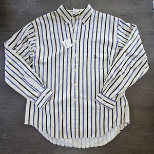 90's Nautica Striped Long Sleeve Button Down Shirt Blue Stripe NOS L Coastal USA